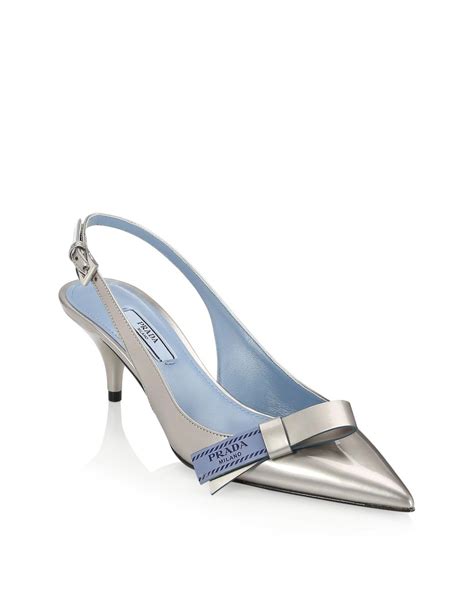 prada metallic slingback pumps|prada kitten heel boots.